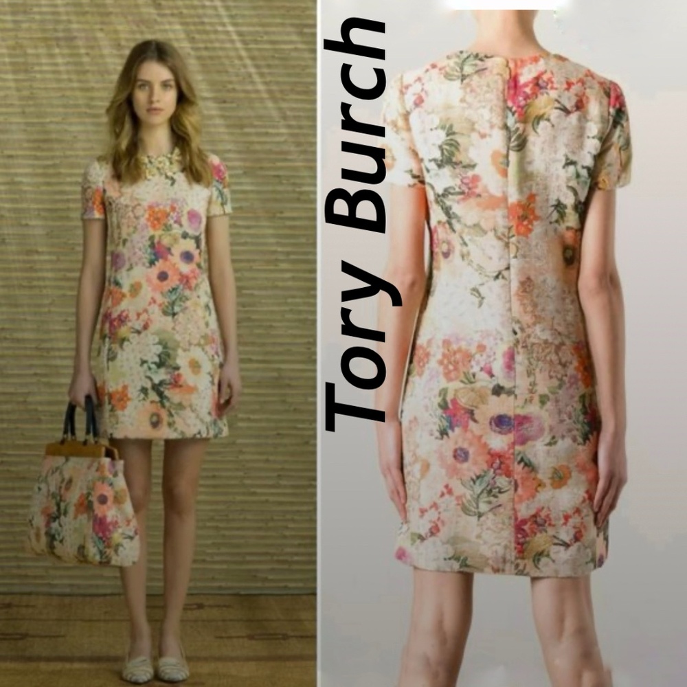 Tory  Burch Kaley Floral Tweet Dress Size 2 EXCELLENT Condition